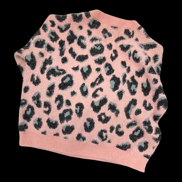 Pink and Black with Grey Leopard Print Women's Sweater - Picture 4 of 4